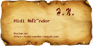 Hidi Nándor névjegykártya